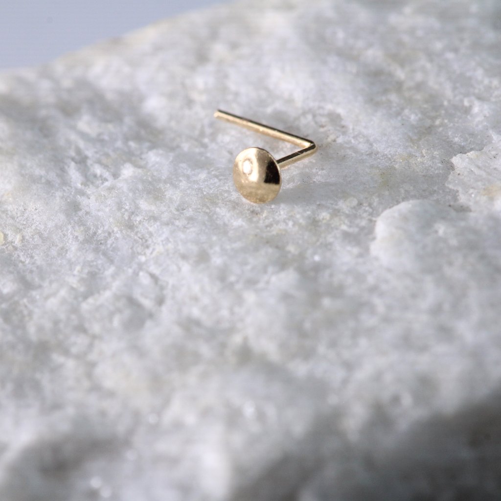 9kt Gold Mini Top Round Head Nose Piercing L Shape Solid 9k Gold New 35$